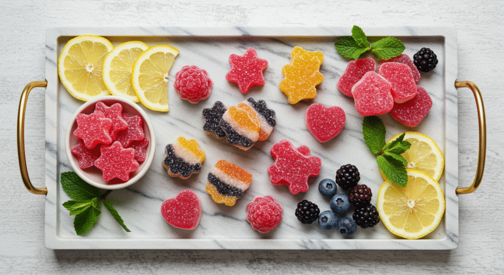 Creative variations of electrolyte gummies with fun shapes and flavors