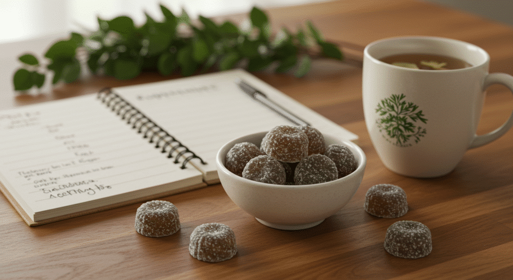 Homemade electrolyte gummies ready to enjoy on a cozy kitchen table