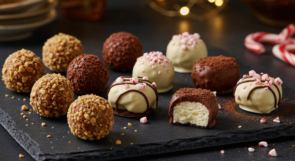 Various Cool Whip candy variations with different coatings and toppings